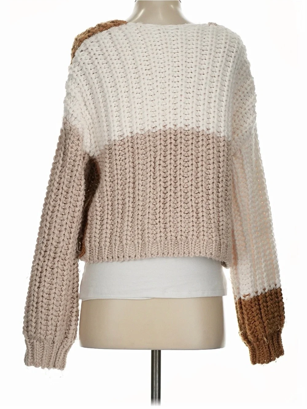wild fable Chunky Colorblock Open-Front Cardigan - Cream, Beige & Tan
